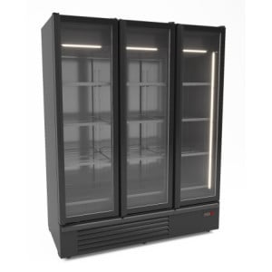 Kühlschrank mit positiver Kühlung Schwarz - 2 Glastüren - 1555 L - CombiSteel