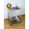 Spülbecken 1 Becken mit Rückwand und Regal - L 600 x T 700 mm - Dynasteel