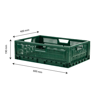 Faltbare stapelbare Kiste 600 x 400 - 36 L - Grün