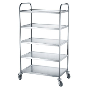 Stainless Steel 5-Tray Service Trolley - Hendi