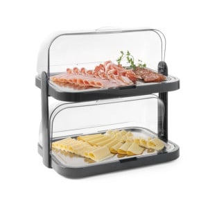 Vitrine Buffet mit Schiebedach UNIQ - 2 Tabletts - Schwarz - HENDI