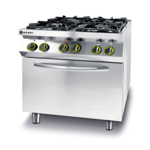 Kitchen Line Cooker - 4 burners with electric convection oven GN 1/1 - Brand HENDI - Fourniresto