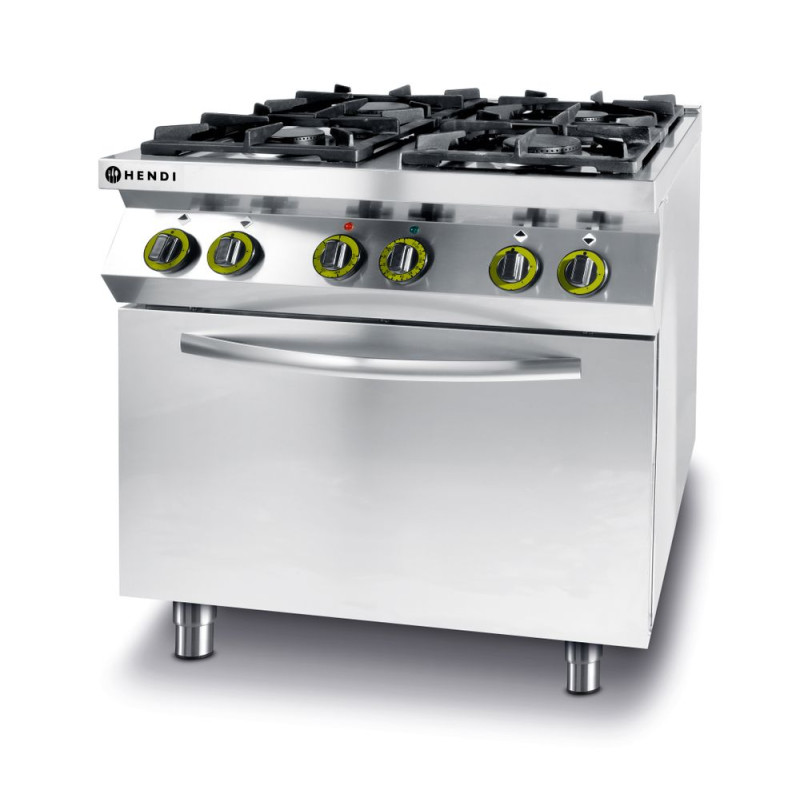 Kitchen Line Cooker - 4 burners with electric convection oven GN 1/1 - Brand HENDI - Fourniresto