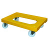 Socle Jaune 4 Roues Pivotantes Chape Acier