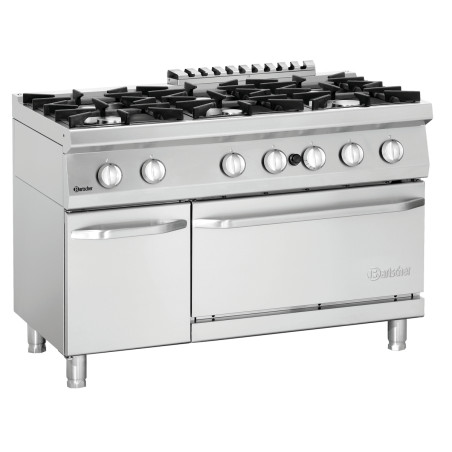 Six-burner stove with gas oven GN 2/1 and Series 700 cabinet