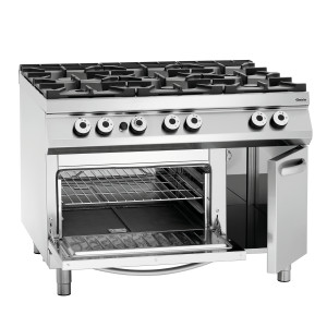 Sechsbrenner-Herd Serie 900 - Gasofen GN 2/1 und Schrank der Marke Bartscher