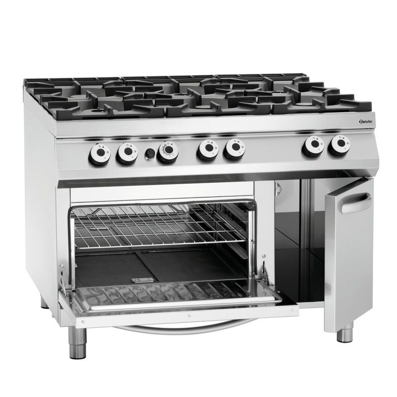Sechsbrenner-Herd Serie 900 - Gasofen GN 2/1 und Schrank der Marke Bartscher Sechsbrenner-Herd Serie 900 - Gasofen GN 2/1 und Schrank der Marke Bartscher
