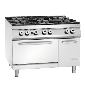 Sechsbrenner-Herd Serie 900 - Gasofen GN 2/1 und Schrank der Marke Bartscher