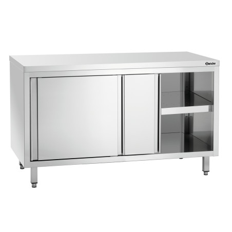 Meuble en Inox avec Portes Coulissantes et Etagère - L 1400 mm