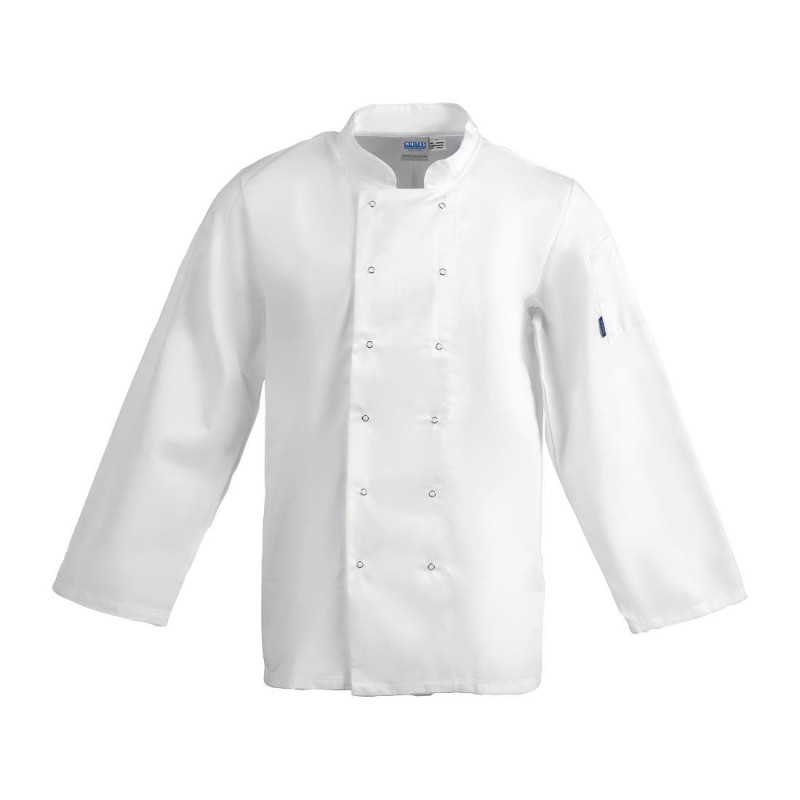 Weiße Unisex-Kochjacke mit langen Ärmeln Vegas - Größe M - Whites Chefs Clothing - Fourniresto