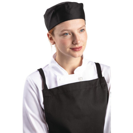 Black Polycotton Chef Skull Cap - Size XL 63.5 cm - Whites Chefs Clothing - Fourniresto