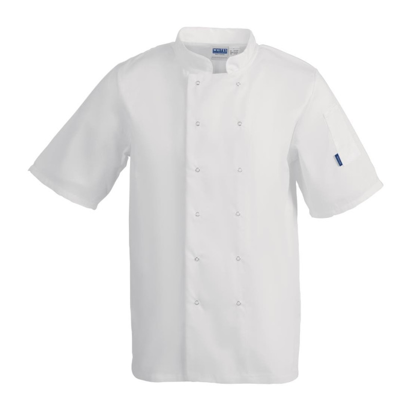 White Unisex Short Sleeve Vegas Kitchen Jacket - Size M - Whites Chefs Clothing - Fourniresto