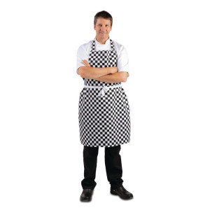 Latzschürze mit schwarz-weißem Karomuster 970 x 710 mm - Whites Chefs Clothing - Fourniresto