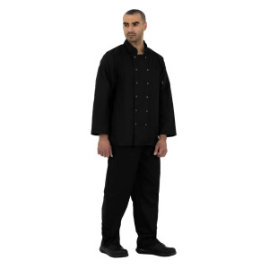 Schwarze Unisex-Kochjacke mit langen Ärmeln Vegas - Größe M - Whites Chefs Clothing - Fourniresto