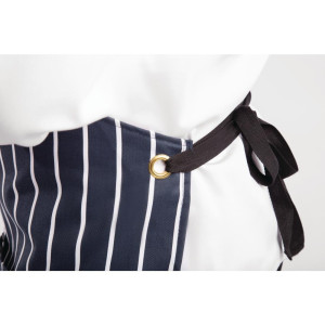 Schürze mit Latz und Tasche, gestreift in Marineblau und Weiß, 965 x 710 mm - Whites Chefs Clothing - Fourniresto