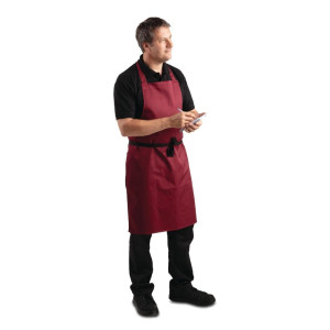 Schürze Latz Bordeaux aus Polycotton 710 x 970 mm - Whites Chefs Clothing - Fourniresto