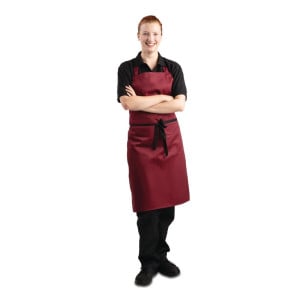 Schürze Latz Bordeaux aus Polycotton 710 x 970 mm - Whites Chefs Clothing - Fourniresto