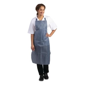 Schürze mit abweisender Latzschürze in Blau und Weiß gestreift 1016 x 711 mm - Whites Chefs Clothing - Fourniresto