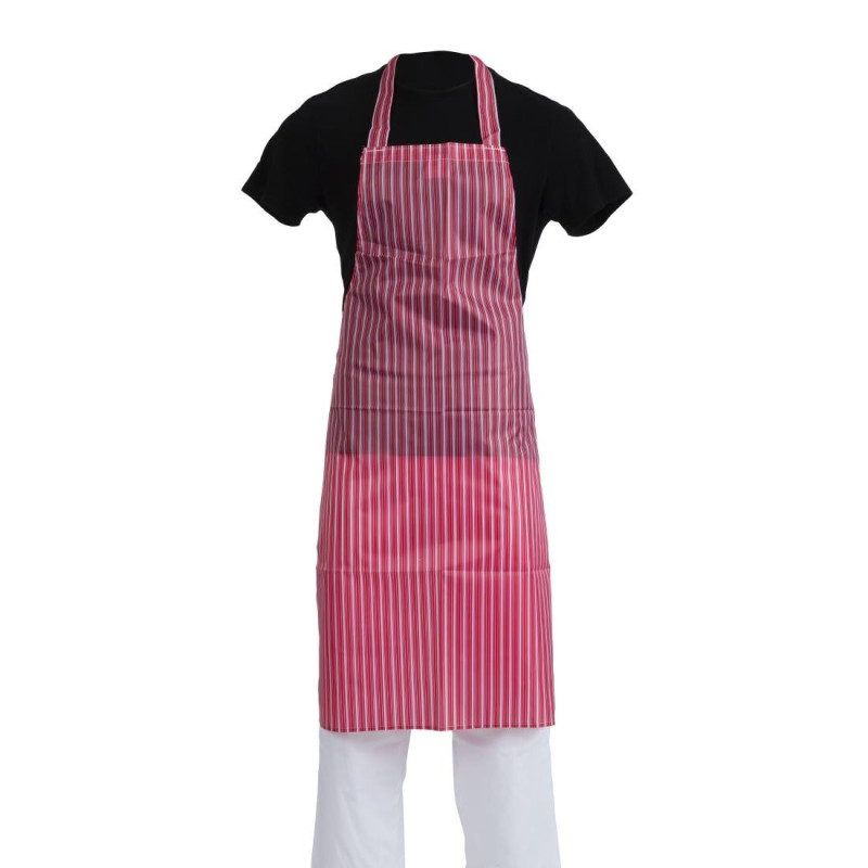 Schürze mit abweisender Latzstreifen in Rot und Weiß 1016 x 711 mm - Whites Chefs Clothing - Fourniresto