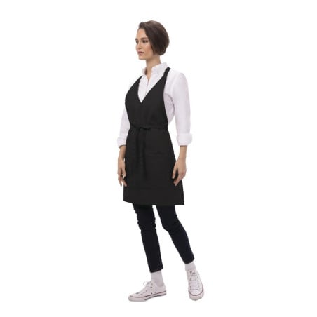 Black Tuxedo Bib Apron in Polycotton 698 x 838 mm - Chef Works - Fourniresto