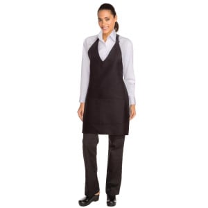 Black Tuxedo Bib Apron in Polycotton 698 x 838 mm - Chef Works - Fourniresto