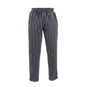 Unisex Black and White Striped Baggy Chef Pants - Size M - Chef Works - Fourniresto