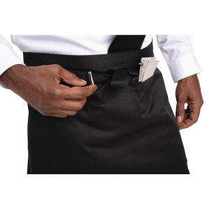 Short Black Polycotton Server Apron 373 x 750 mm - Whites Chefs Clothing - Fourniresto