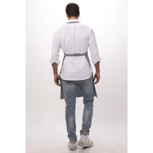 Bib Apron with Adjustable Neck Strap and Double Pocket Gray 610 x 860 mm - Chef Works - Fourniresto