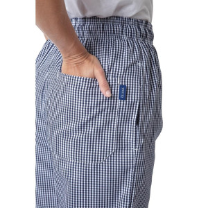 Unisex Vegas Blue and White Checkered Kitchen Pants - Size L - Whites Chefs Clothing - Fourniresto