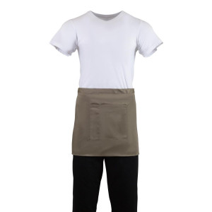 Short Light Brown Polycotton Server Apron 373 x 750 mm - Whites Chefs Clothing - Fourniresto