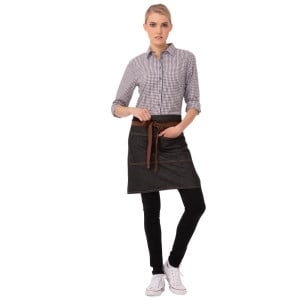 Short Black Memphis Cotton Server Apron 725 x 480 mm - Chef Works - Fourniresto