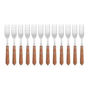Fleischgabel mit Holzgriff 200 mm - Set mit 12 - Olympia - Fourniresto