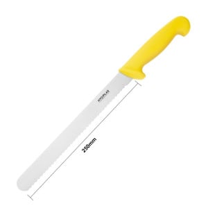 Gelber Wellenschliffmesser 25,5 cm - Hygiplas - Fourniresto