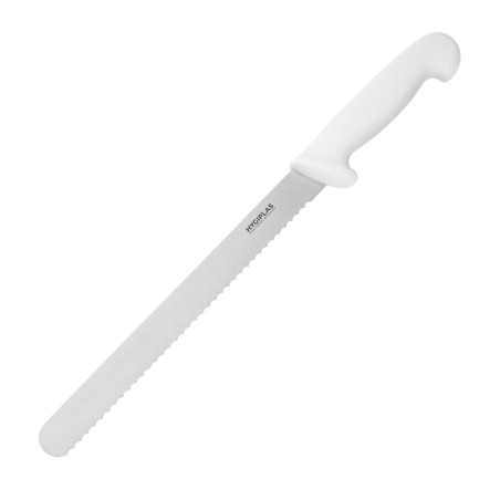 White Serrated Blade Slicing Knife 25.5 cm - Hygiplas - Fourniresto