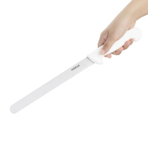 Couteau À Trancher Blanc Lame Dentée 25,5 Cm - Hygiplas - Fourniresto