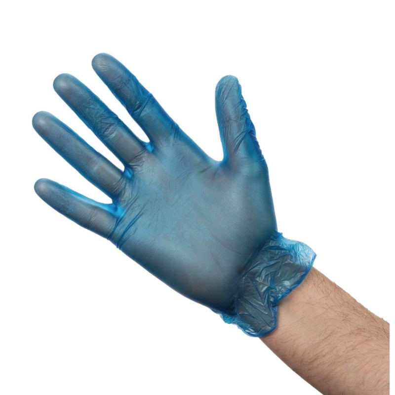 Gants Alimentaires En Vinyle Poudré Bleus Taille S - Lot De 100 - Vogue - Fourniresto