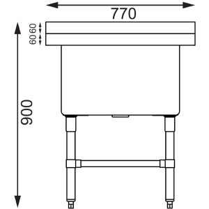 Deep Sink With Backsplash 100 L 770 X 600 Mm - Vogue - Fourniresto