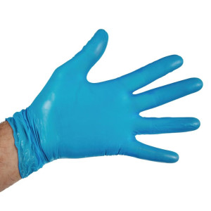 Gants Alimentaires en Vinyle Non Poudrés Bleus Taille XL - Lot de 100 - Vogue - Fourniresto