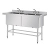 Double Evier Profond Avec Dosseret 2 X 100 L 1410 X 600 Mm - Vogue - Fourniresto