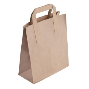 Brown Recyclable Paper Bag 255 x 215 mm - Pack of 250 - Fiesta Green - Fourniresto