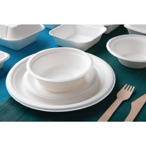 Compostable Bagasse Plates 26 cm - Pack of 50 - Fiesta Green - Fourniresto