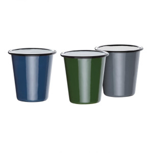 Becher aus blauem und schwarzem emailliertem Stahl 350 ml - Set mit 6 Stück - Olympia - Fourniresto