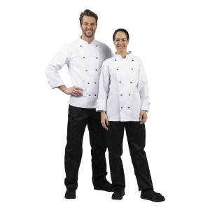 Unisex Chicago Long Sleeve White Chef Jacket Size L - Whites Chefs Clothing - Fourniresto