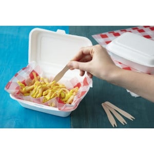 Scharnierdeckel-Schalen aus kompostierbarem Bagasse - 500 ml - Packung mit 250 - Fiesta Green