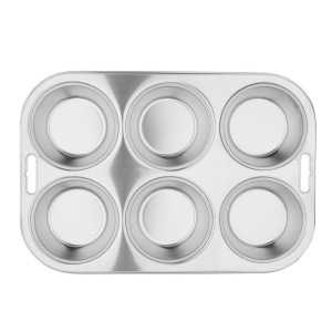 Set of 6 Deep Muffin Moulds in Stainless Steel - Vogue