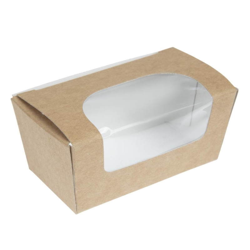 Rectangular Kraft Compostable Cake Boxes with Window - Pack of 500 - Colpac