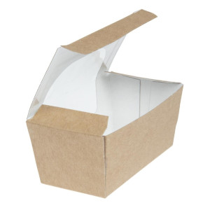 Rectangular Kraft Compostable Cake Boxes with Window - Pack of 500 - Colpac