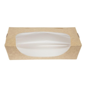 Recyclable Kraft Salad Bowls with Window - 1000 ml - Pack of 200 - Colpac