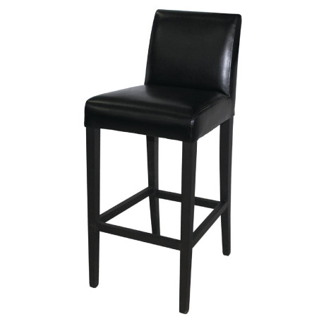 High Bar Stool with Faux Leather Backrest - Black - Bolero - Fourniresto