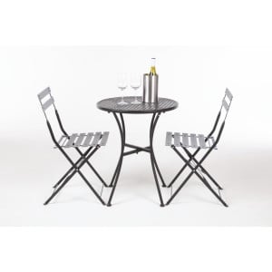 Round Perforated Steel Bistro Table - Black - 600mm - Bolero - Fourniresto